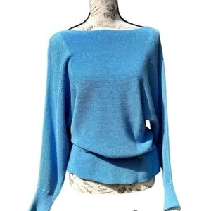 Tommy Bahama Blue Boatneck Sweater with Sparkly Thread